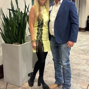 Christopher Kane Neon Yellow and Black Floral Dress